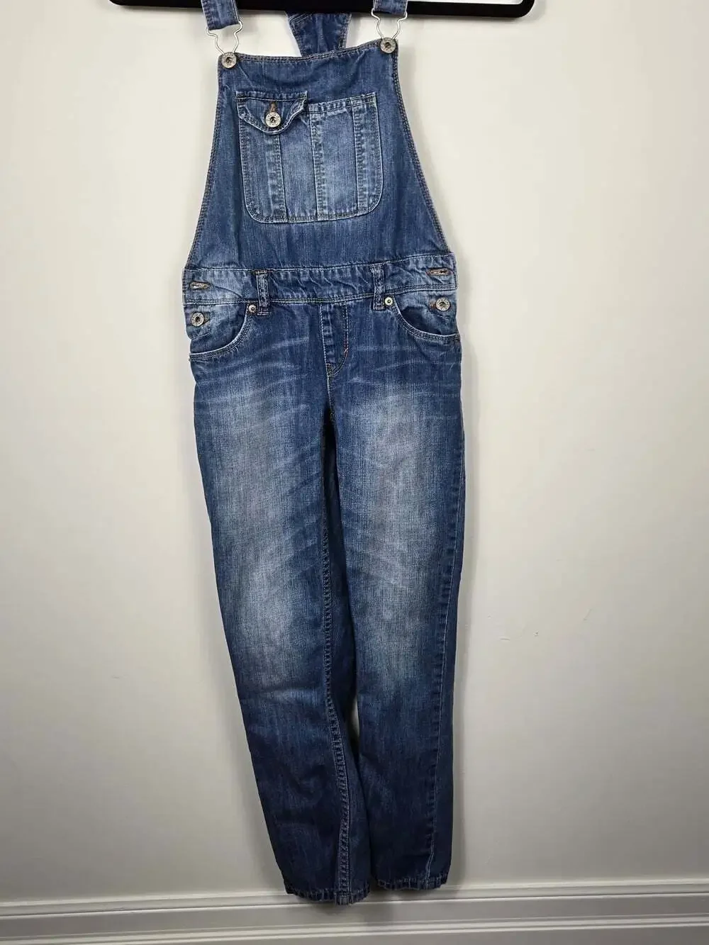 Levi’s Kids Denim Overalls Size 10 Regular Vintage Wash Straight Leg Y2K Style